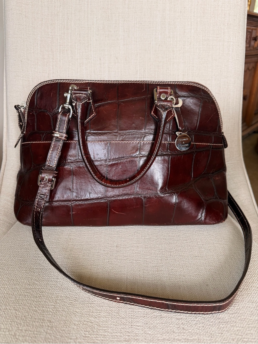 Dooney & Bourke Croc-Embossed Deep Leather Satchel
